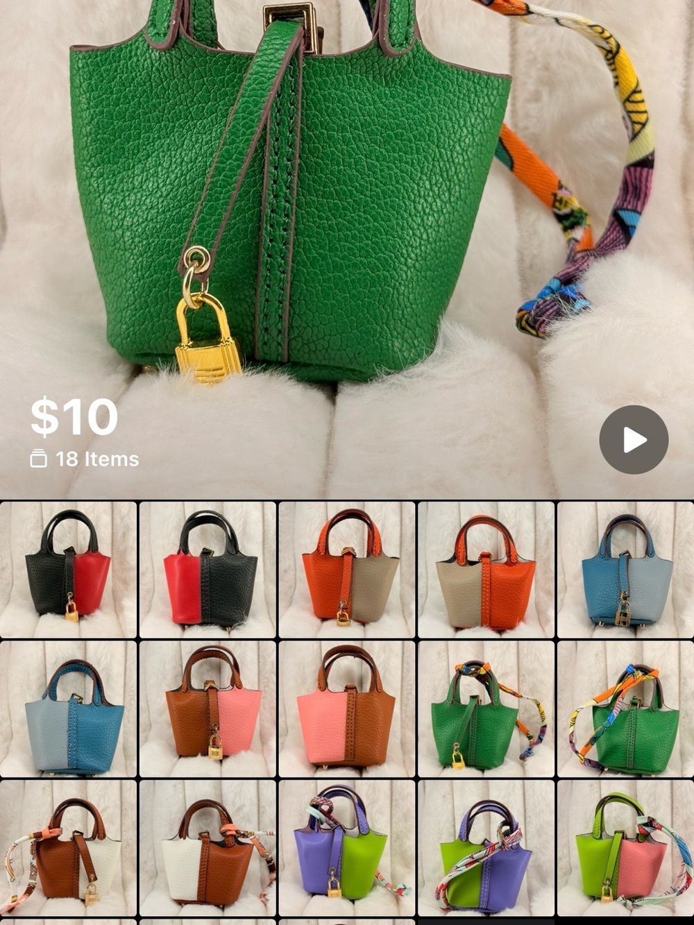 Mini Tote Bag Charms with Gold Lock